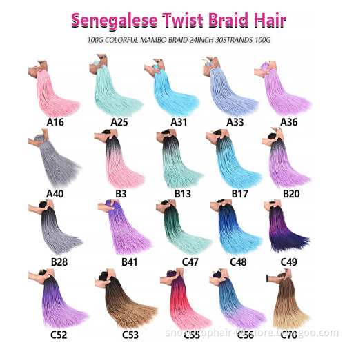 High quality senegalese twist Wholesale Price 30 Strands Ombre Jumbo Braid Senegalese Braid Twist Crochet Hair Extension